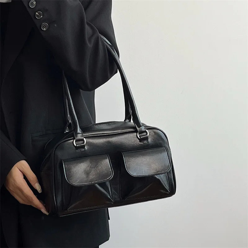 Vintage PU Leather Tote Bag