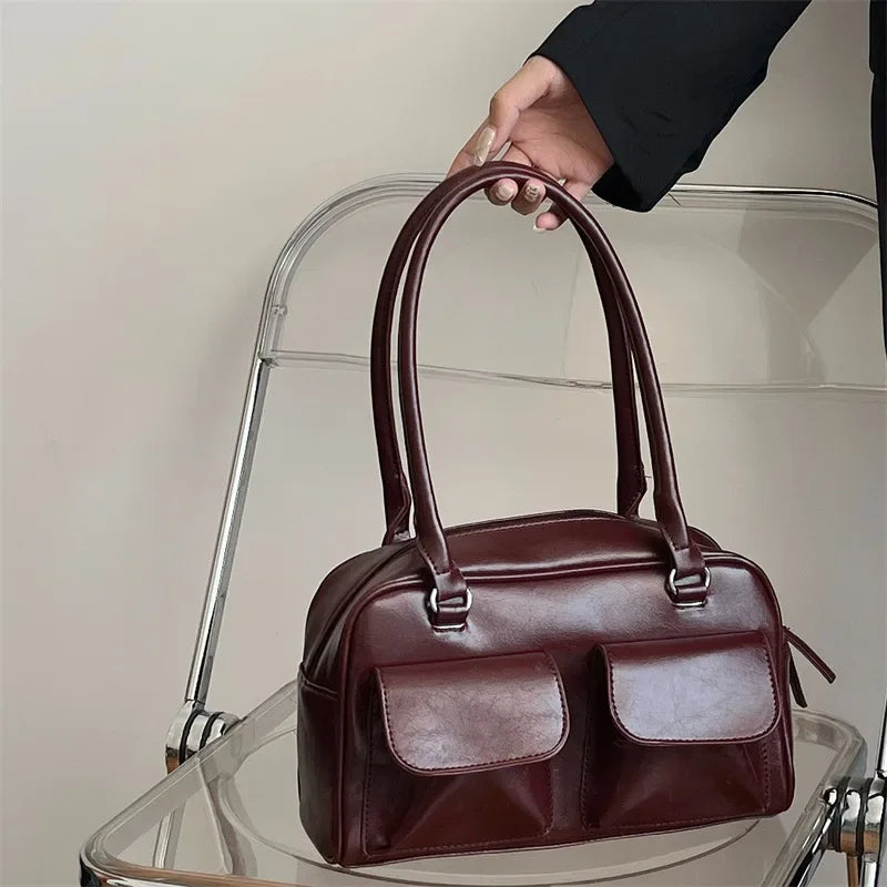 Vintage PU Leather Tote Bag