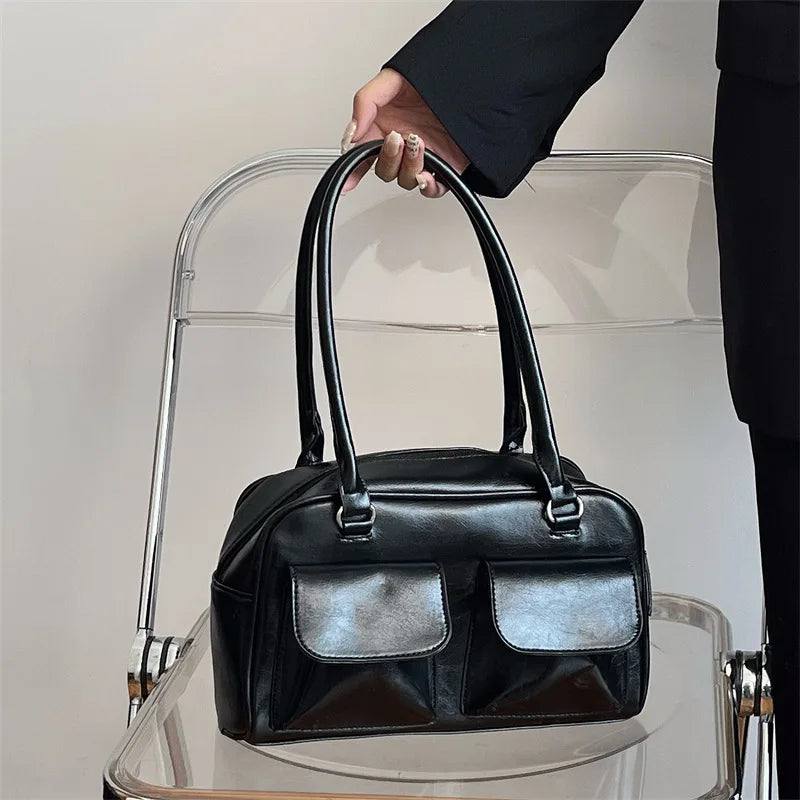 Vintage PU Leather Tote Bag